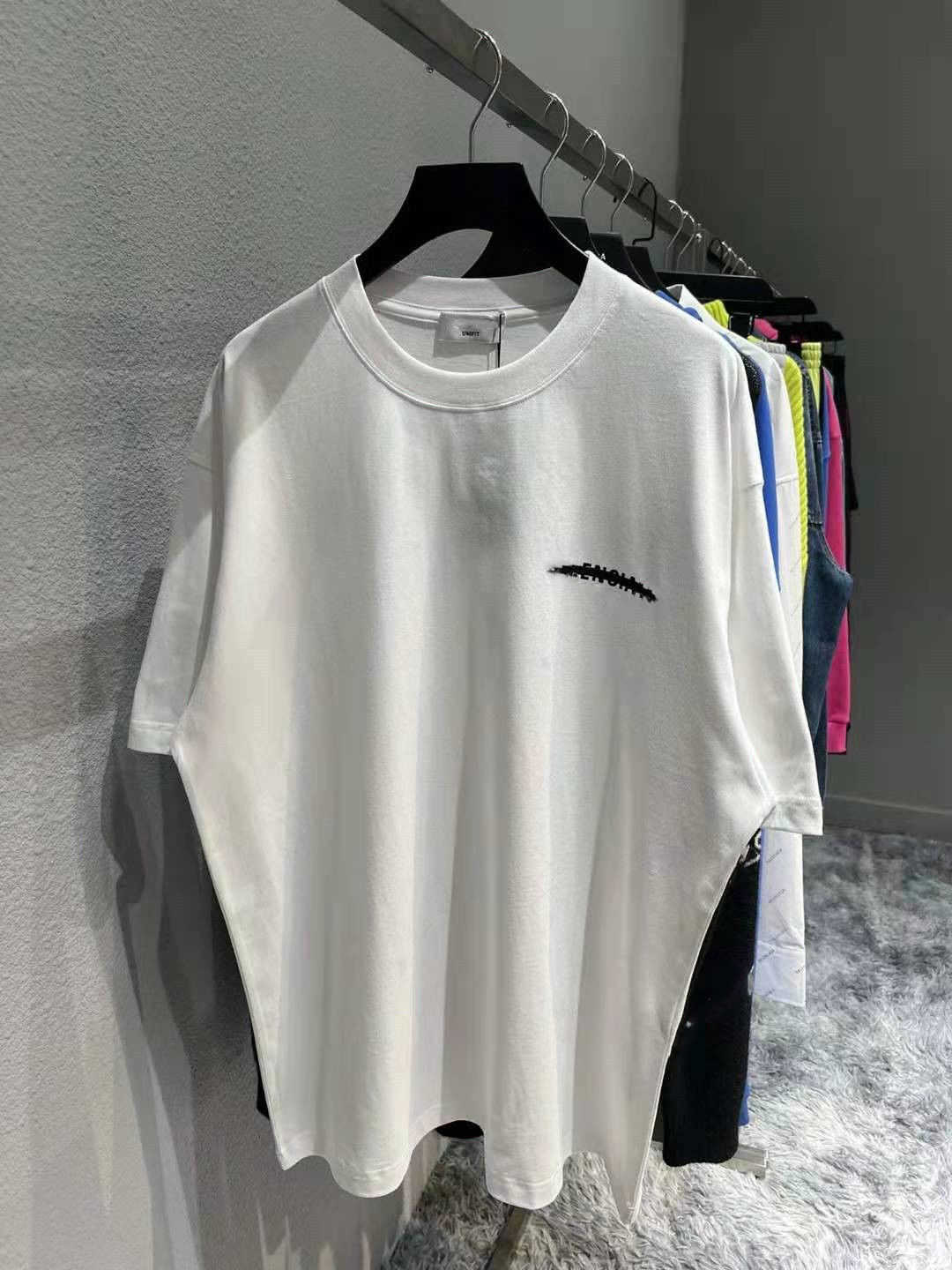 

Fashion Brand Designer T Shirt High Quality Seal Tape Letter Printed Short Sleeve Loose Casual Men's Clothing White