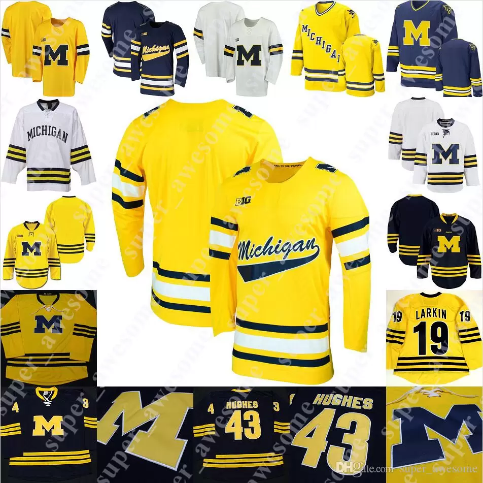 

Michigan Wolverines Hockey Jersey Quinn Hughes Dylan Larkin Cam York Strauss Mann Thomas Bordeleau Matty Beniers Owen Power Jack Becker Jimm, Gold 2019 new