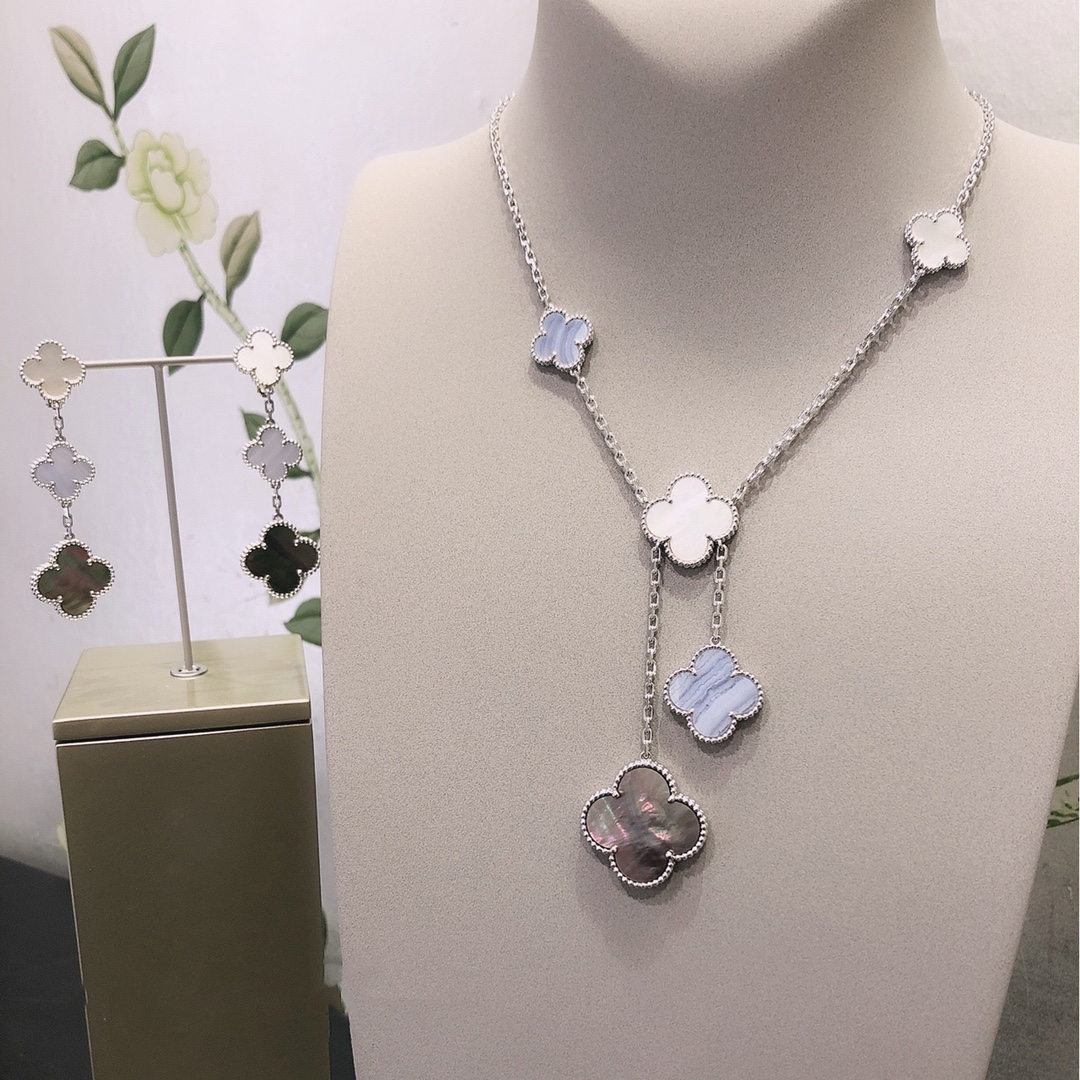 

Four-leaf clover necklace designer six flower pendant natural purple chalcedony ash fritilla alloy luxury jewelry ladies wear
