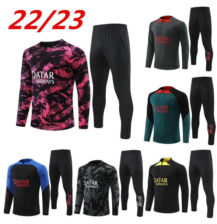 

2022 2023 kids soccer tracksuit psgs MBAPPE jacket futbol Men Long sleeves Survetement sets Hommes Sportswear Adult training suits football tracksuits top 999, Red