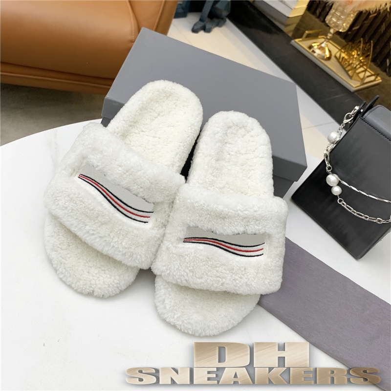 

Women's Fashion Designer LambWool Slipper Lady Classic Comfortable Pantoufle Slide Shoes Plush Embroidery Plush Wool Slippers BB for Warm Indoor outdoor in winter, Style 43