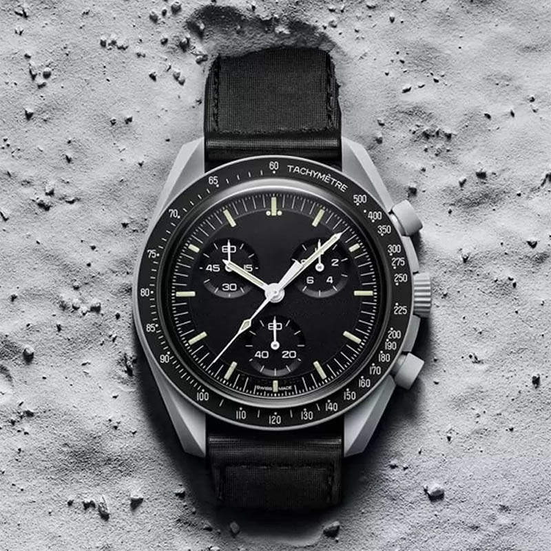 

Bioceramic Planet Moon Mens Watches Full Function Quarz Chronograph Watch Mission To Mercury 42mm Nylon Luxury Watch Limited Edition Master Wristwatches, D12