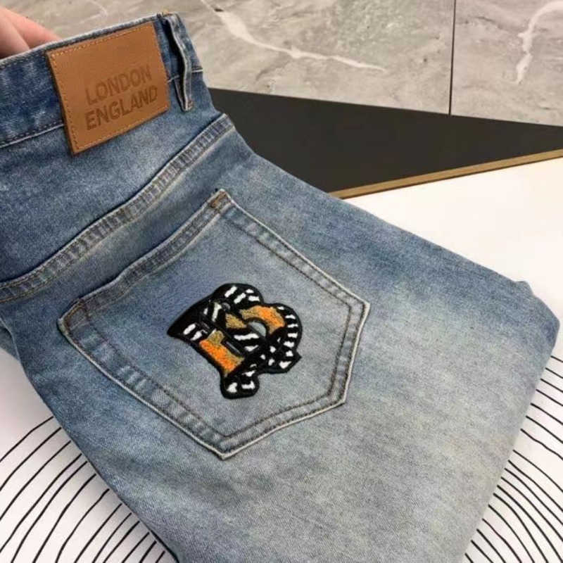 

Luxury burb mens jeans tb designer pants 3d embroidery trousers man casual sweatpants, Light blue