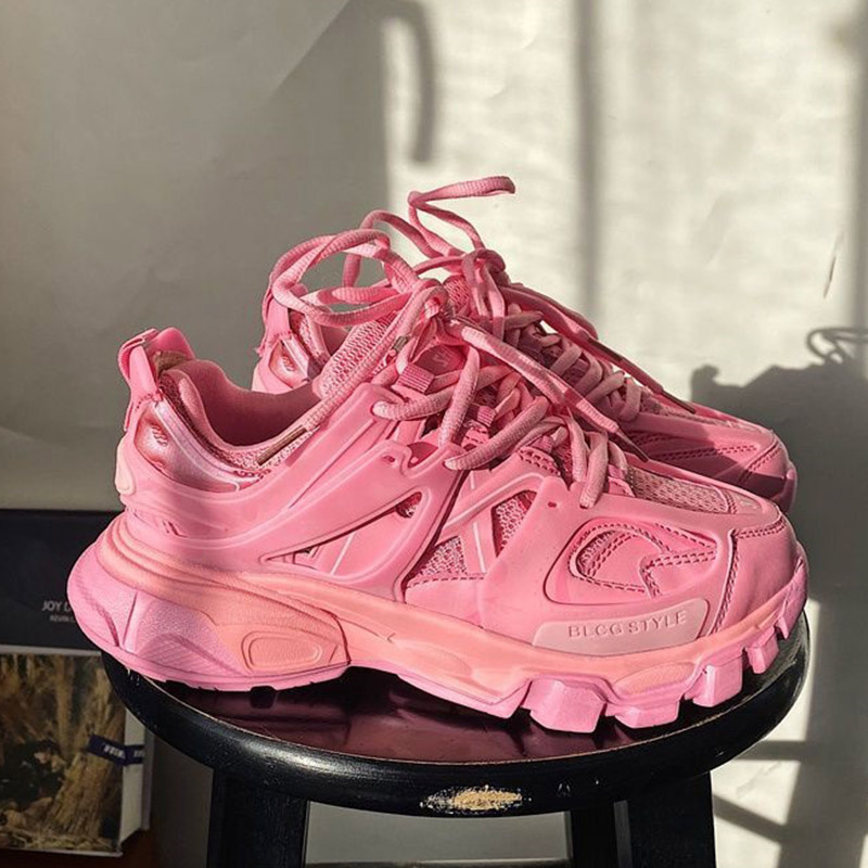 2022 Mens Women Casual Shoes Track 3.0 Sneakers Luxury Brand Designer Trainers Triple S Leather Platform Sneaker Ice Pink Blue White Orange Black