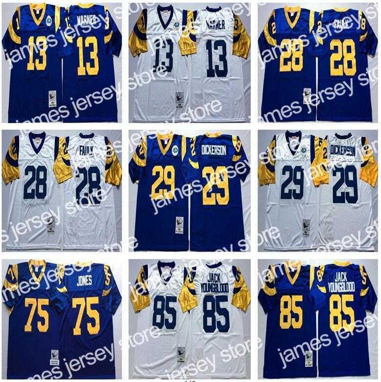 

American College Football Wear NCAA 75th Vintage Football 85 Jack Youngblood Jerseys Stitched 28 Marshall Faulk 13 Kurt Warner 29 Eric Dickerson Jersey College Blue, Same as picture