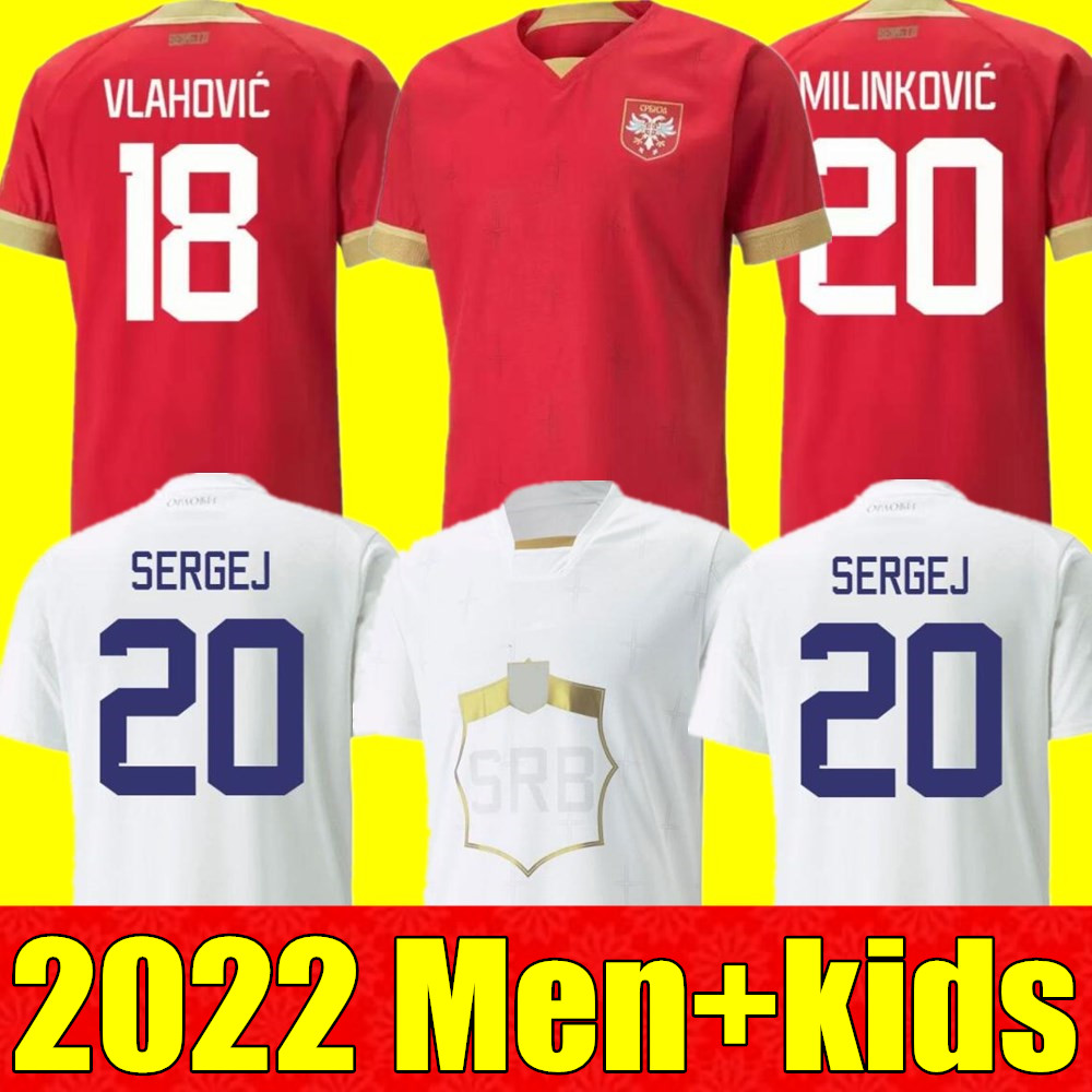 

2022 Serbia Soccer Jersey MILIVOJEVIC MITROVIC TADIC JOVIC KOLAROV Kostic Vlahovic SERGEL MATIC 22 23 national football team Uniforms Men Shirts, Home+world cup patch