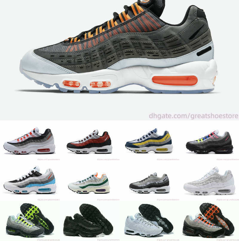 

Top Quality 95 OG Mens Running Shoes Classic 95s Triple Black White Navy Blue Neon Soft Sole Sneakers 20th Anniversary University Men Sports, 9#
