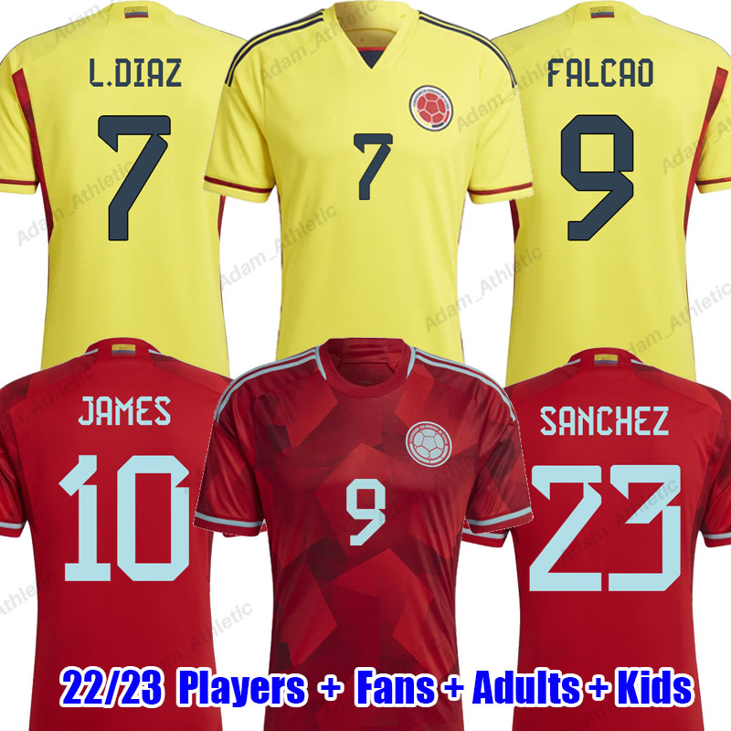 

ColumbiaS soccer jerseys 2022 Camiseta Columbiana football shirts L.DIAZ FALCAO JAMES VALDERRAMA L.SINISTERRA SANCHEZ CUADRADO BORRE BARRIOS jersey men kids kit, 22-23 home