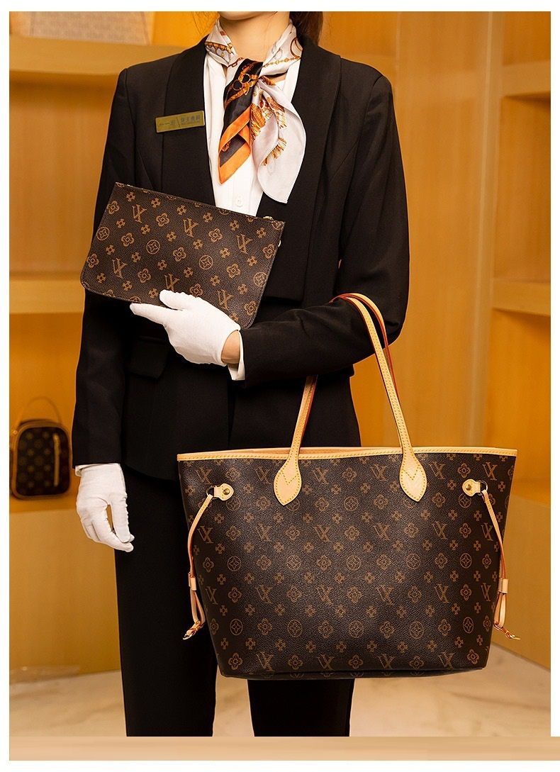 

Luxury Designer Bag 2pcs Set Women Bags Handbags Purses Shoulder bag Classic Naverfull Fashion Lady Clutch ToteBag Female Coin Walle, Black big letter