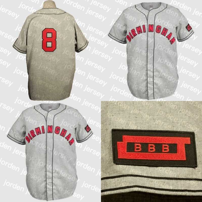 

NEW College Wears Birmingham Black Barons 1948 Road Jersey Custom Men Women Youth Baseball Jerseys Any Name And Number Double Stitc, Grey number 8 no name