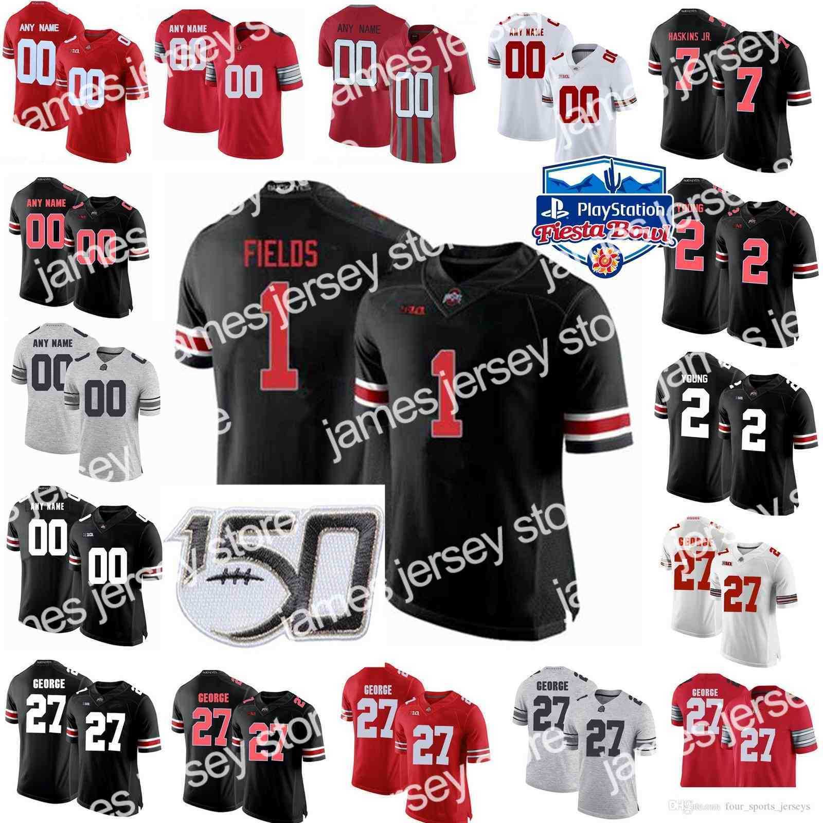 

American College Football Wear NCAA Ohio State Buckeyes College Football Jerseys Kids Youth Justin Fields Jersey Chase Young Haskins Jr. Elliott Eddie George Custo, Youth black red with fiesta bowl