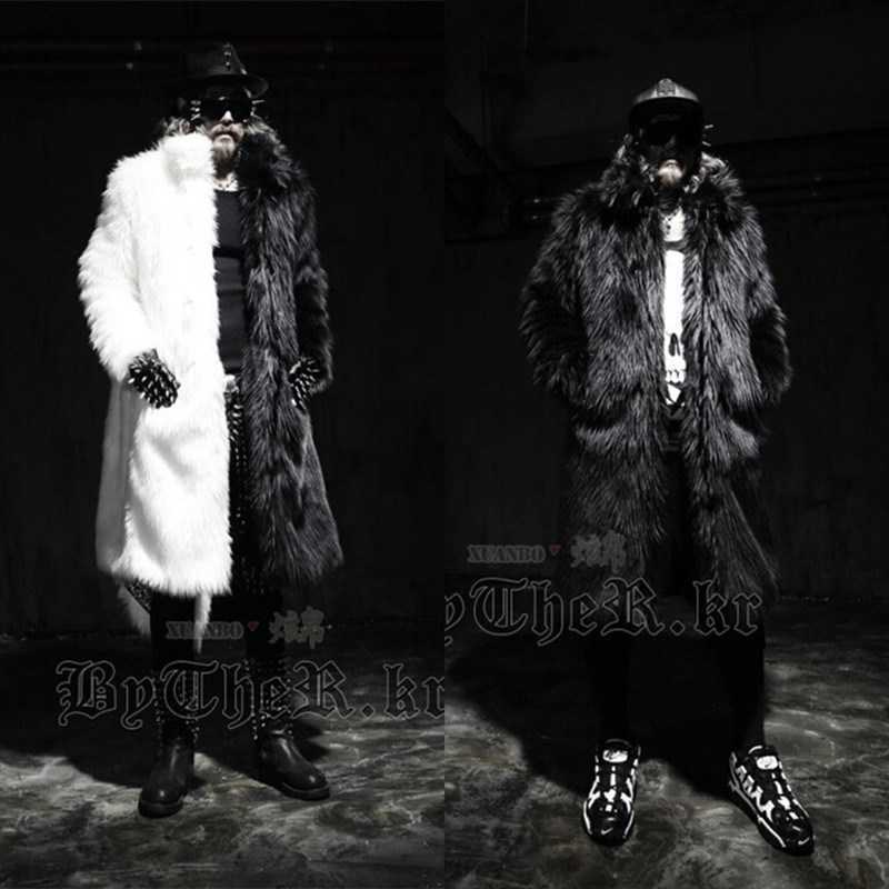 

Men' Fur Faux Fur Mandylandy Winter Menswear Imitation Fur Long Trench Coat Men Trendy Furry Jackets Black and White Gothic Jackets Coat Overcoat L220927, Black white
