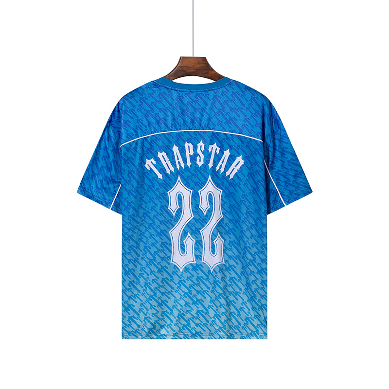 

2023 Summer Men's T-Shirts Luxury Brand Trapstar 22 New Design Blue T-Shirts Embroidery Flocking Letter Men Women Loose casual clothes Top Tees T Shirt, Black 02