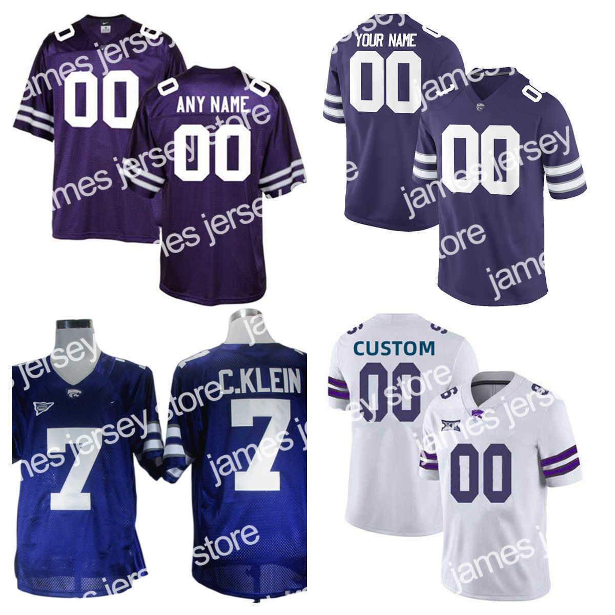 

American College Football Wear Custom NCAA College Kansas State Wildcats Football Jerseys Skylar Thompson Sproles Brooks Green Vaughn Howard Lewis Ervin Imatorbh, Mens