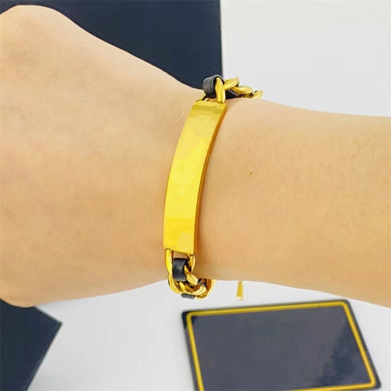 

New Gold Silver Diamond Set Women's Bangle Bracelet Watch Chain Letter Girl Luxury Designer Classic Colorless Jewelry Gift