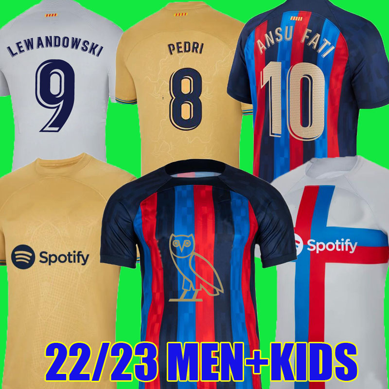 

Raphinha Lewandowski KESSIE PEDRI soccer jersey Drake's OVO Sound FERRAN 22 23 Camisetas ANSU FATI 2022 football shirt men kids Kounde bArcElOnAs special edition, Third 1
