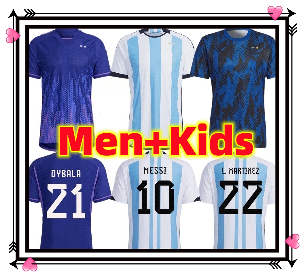 

Player Fans Version Argentina Soccer Jersey 22 23 Home Away 1986 Football Shirts 2022 MESSIS DYBALA DE PAUL DI MARIA National Team MARADONA Men Kids kit uniforms Socks, 2022 away aldult player