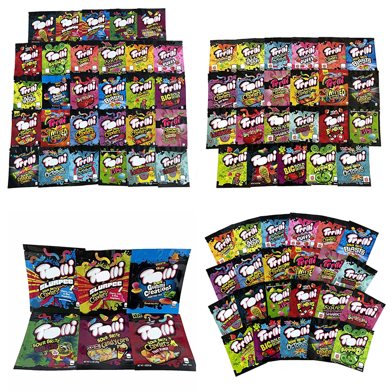 

Trrlli Trolli edibles packaging bags 600mg 21 designs Mylar Bag sour brite crawlers watermelon sharks llamas octopus peach rings errlli berry worm gummy