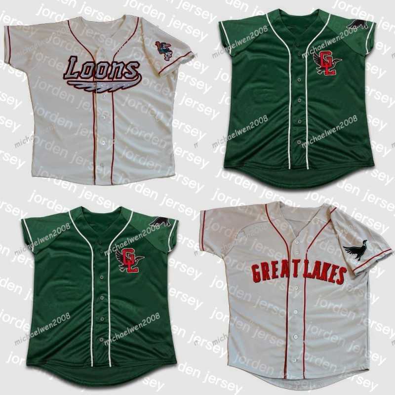 

Baseball Jerseys NEW College Baseball Wears Mens Great Lakes Loons White Green Custom Double Stitched Shirts Baseball Jerseys High-quality, Mens whtie1