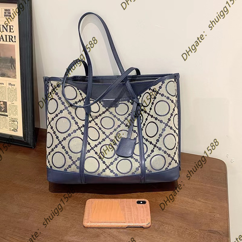 

Top Fashion Shoulder Bags Famous Designer Women's Handbags Messenger Bags Street Canvas Shopping Bag Handbag Cross Body Purse Checked circular pattern, Navy blue