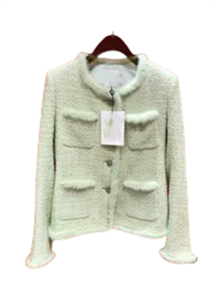 

Women's jackets European designer designed mink rough imitation coat with fur edge, Ivory