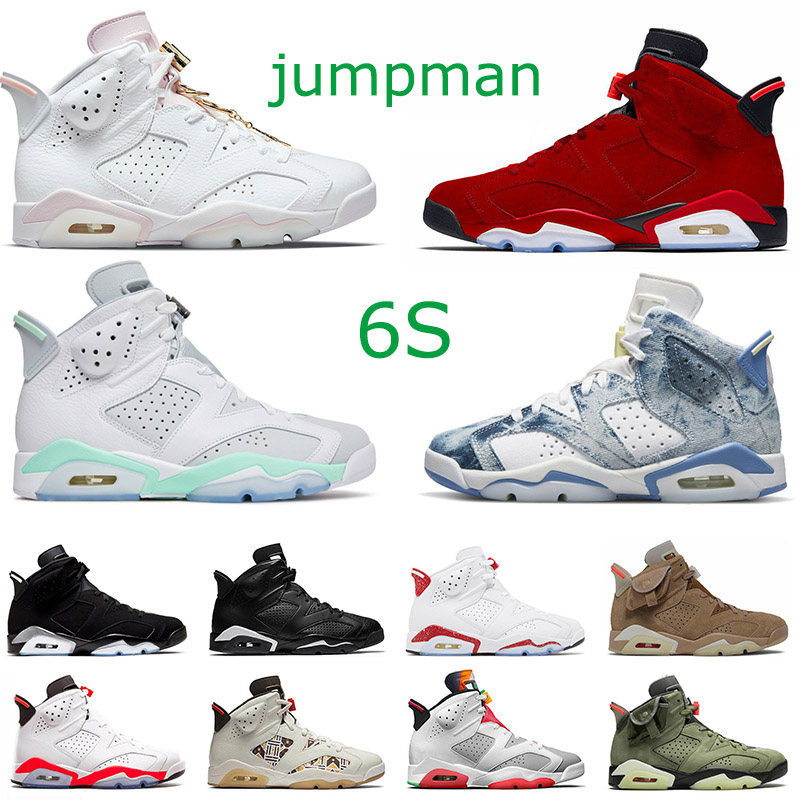 

Men Jumpman 6 Basketball Shoes Gold Hoops 6s Tiffany Blue Black Infrared Bordeaux Fashion Washed Denim British Khaki Women Trainers Sneakers Designer Big Size 13, 40-47 red oreo
