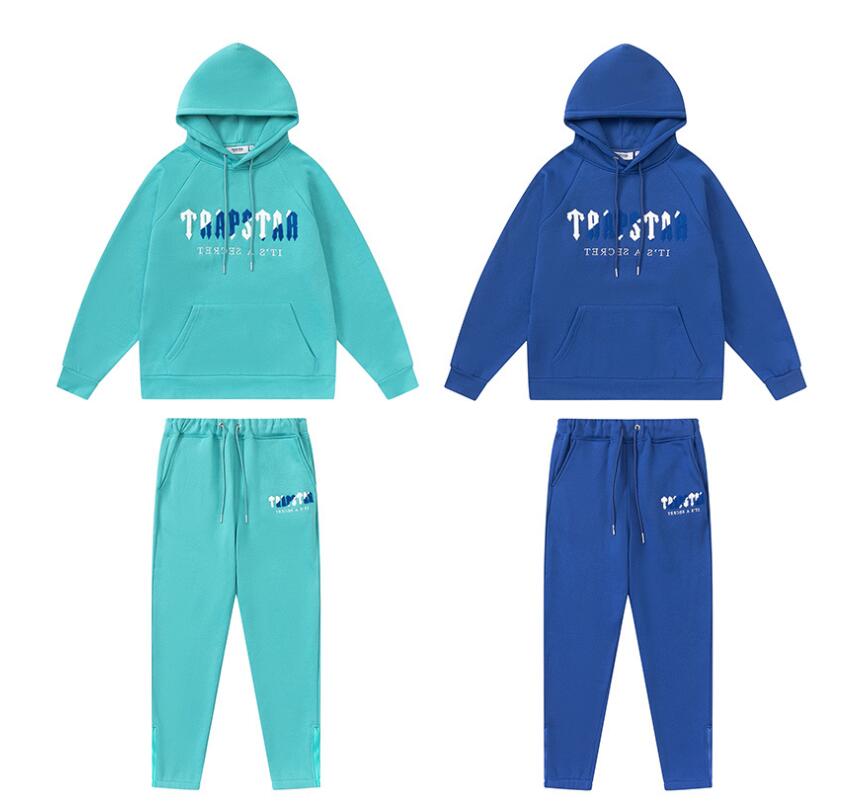 

Men Women Designer Tracksuit TRAPSTAR Letter Embroidered Sportswear Warm Two Pieces Set Hoodie Sweatshirt Pants jogging Size -XL, Customize