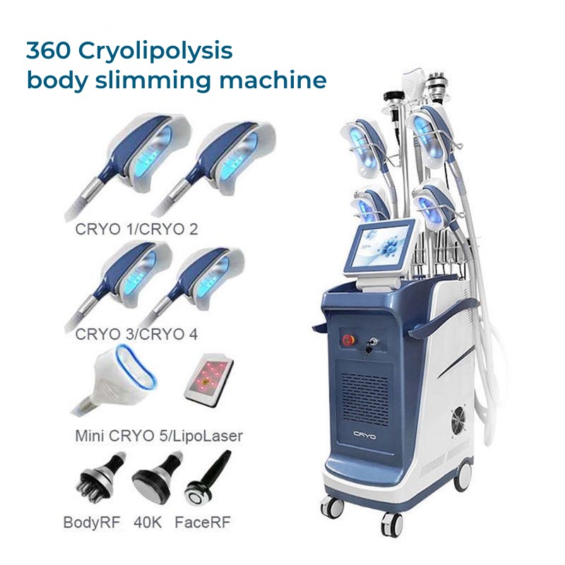 

Whole Body Cryolipolysis Cryotherapy Machine Fat Freeze Weight Reduction Slimming Equipment RF Cavitation Fat Burner Device Double Chin Remover For Beauty Salon