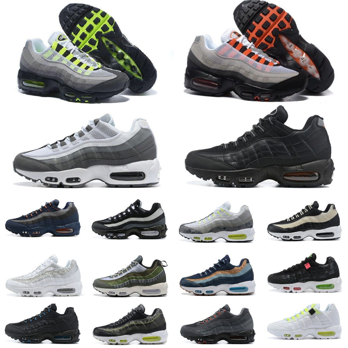 

NEW Designer 95 running shoes OG Neon 95s What The Ultramarine Red rose Pink Suede Navy Blue Corduroy Outdoor sports woman men women shoe Neon Cork Greedy Dark, Box