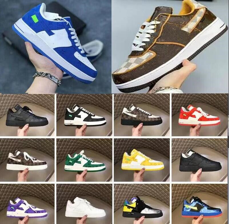 

New White University Blue Fashion Designers X 1 Low Forces Mca Mens Air One Des Chaussures Running Shoes Sneakers Off Shoes, Box