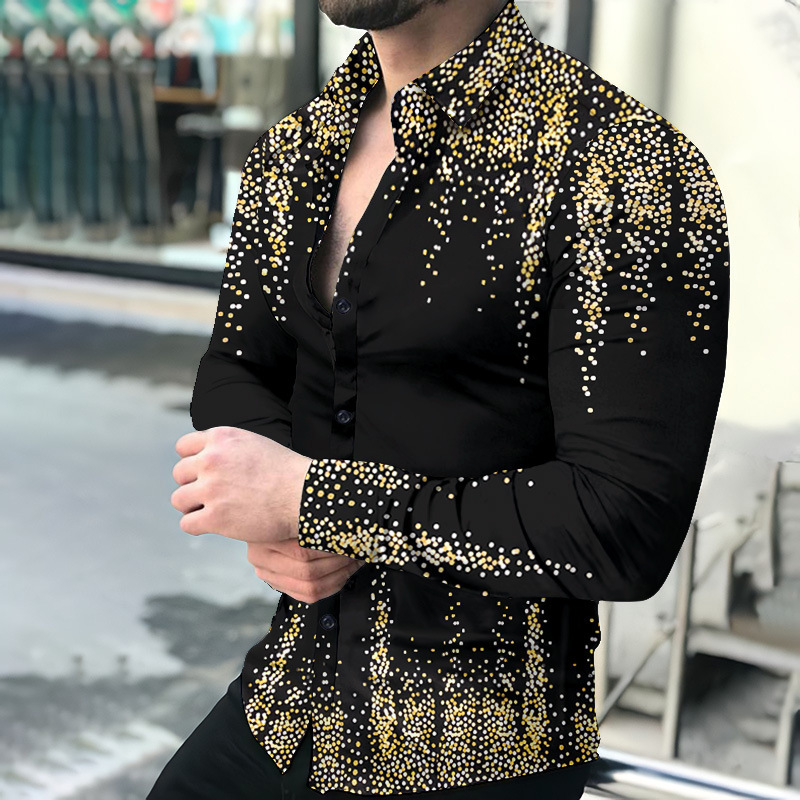 Long Sleeve Stylish Casual Shirts Spring Digital Printing Shirt Fashion mens Blouses Homme Designer Tops Blouse Plus Size print Dress chemise shirt