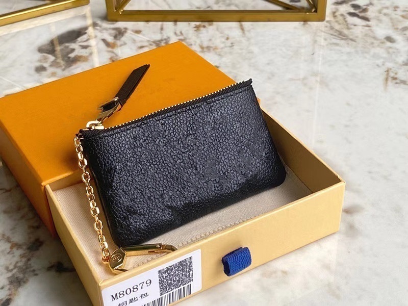 

2022 Womens Men Coin Purse women embossed black Key Wallets Designer Fashion Coin Purse Card Holder genuine leather zipper Bag Accessoires M62650, Black flower
