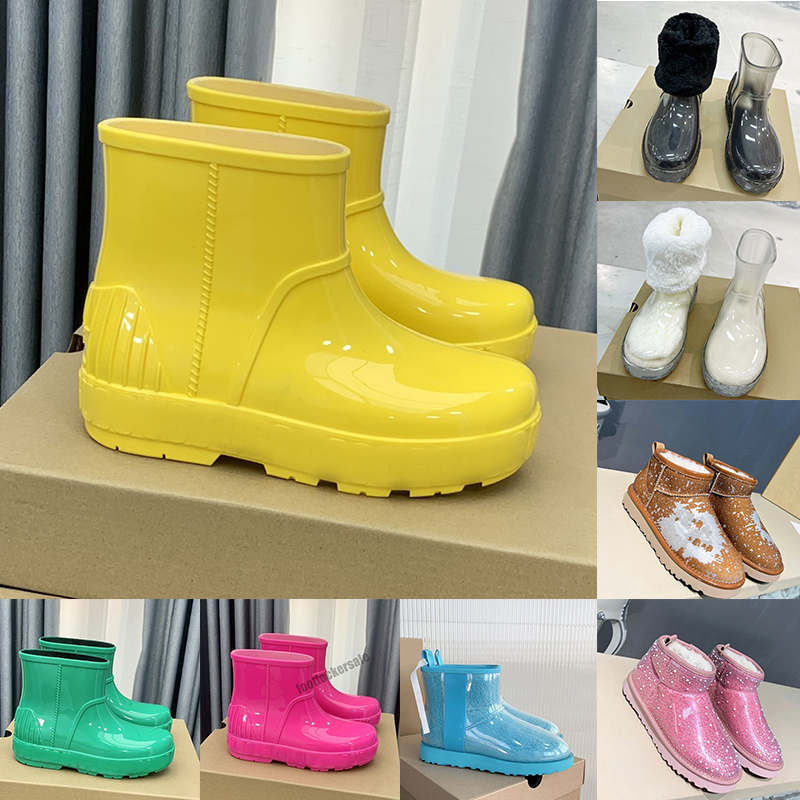 

Winter Snow Boots For Womens Ladies Luxury Classic Australie Australia Brown Furry booties Clear Mini Fashion Designer boot Bottes transparent Ankle Shoes, Red