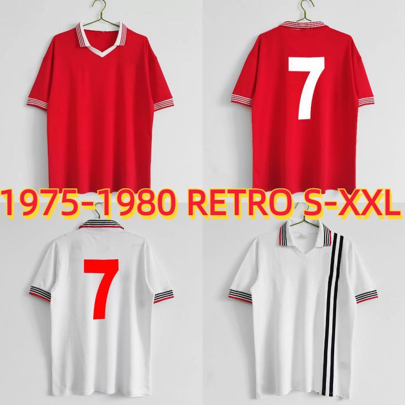 

1975 1976 1977 Manchester Retro soccer jerseys 1978 1979 1980 Man vintage football shirt classic UTD 75 76 77 home away red white united 78 79 80 -XXL, 1975-1980