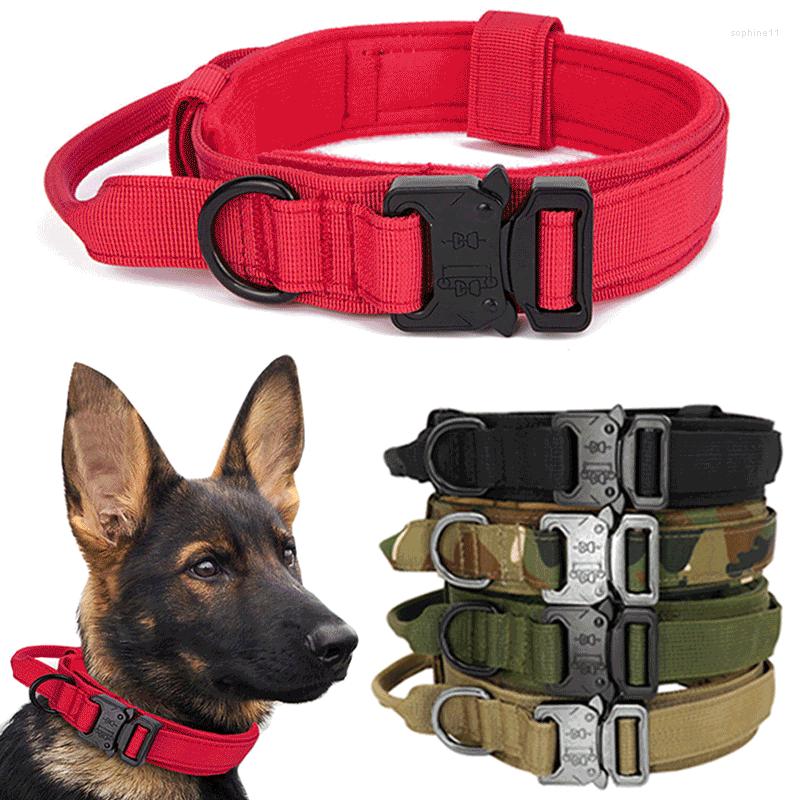 

Dog Collars Military Tactical Collar With Control Handle Adjustable Nylon For Medium Large Dogs German Shepard Walking Training
