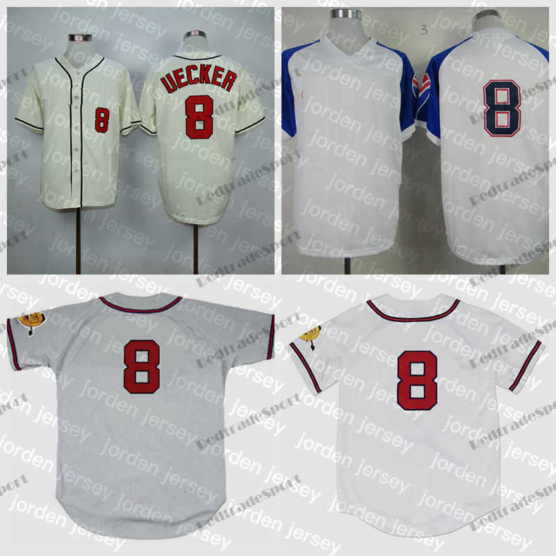 

Baseball Jerseys NEW College Mens #8 Bob Uecker Vintage 1962 Male White Grey Stitched Jersey Beige