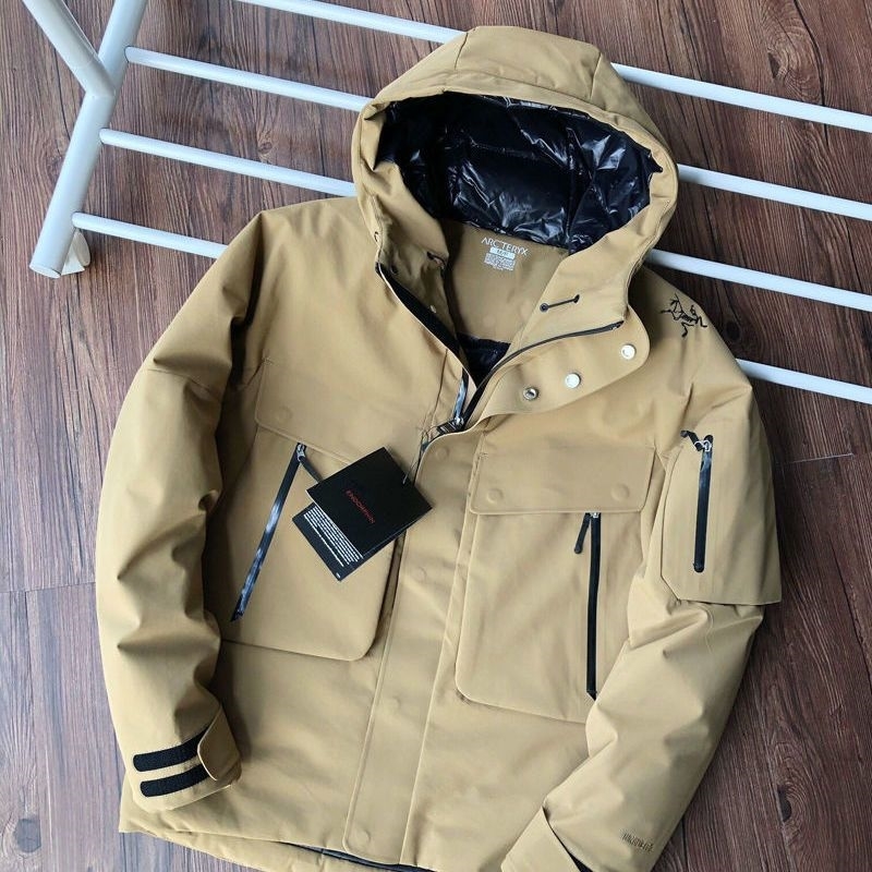 

Canada Jacket Designer Arcterys Huagu Big Bird Down Men's Winter High-grade Outdoor Ski Suit Waterproof Windproof Charge, Dark yellow