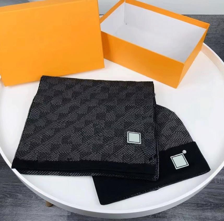 

Plaid hat scarf 2 piece luxury brand beanies hats Unisex design hat warm shawl wool casuals