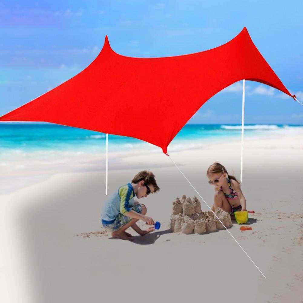 

Beach Sunshade Family Lightweight Sun Shade Tent with Sandbag Anchors UV Large Portable Canopy for Parks Y0706