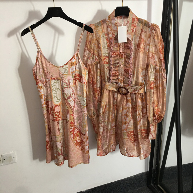 

Womens Fashion Dress 2 Pcs Long Sleeve Sling Dresses INS Street Style Dress, With label#20226399