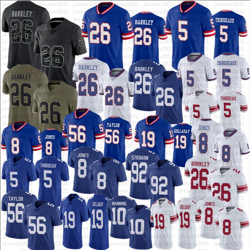 

Kayvon Thibodeaux Football jersey Men Women Youth 26 Saquon Barkley 10 Eli Manning 8 Daniel Jones 19 Kenny Golladay Strahan stitched jerseys, As