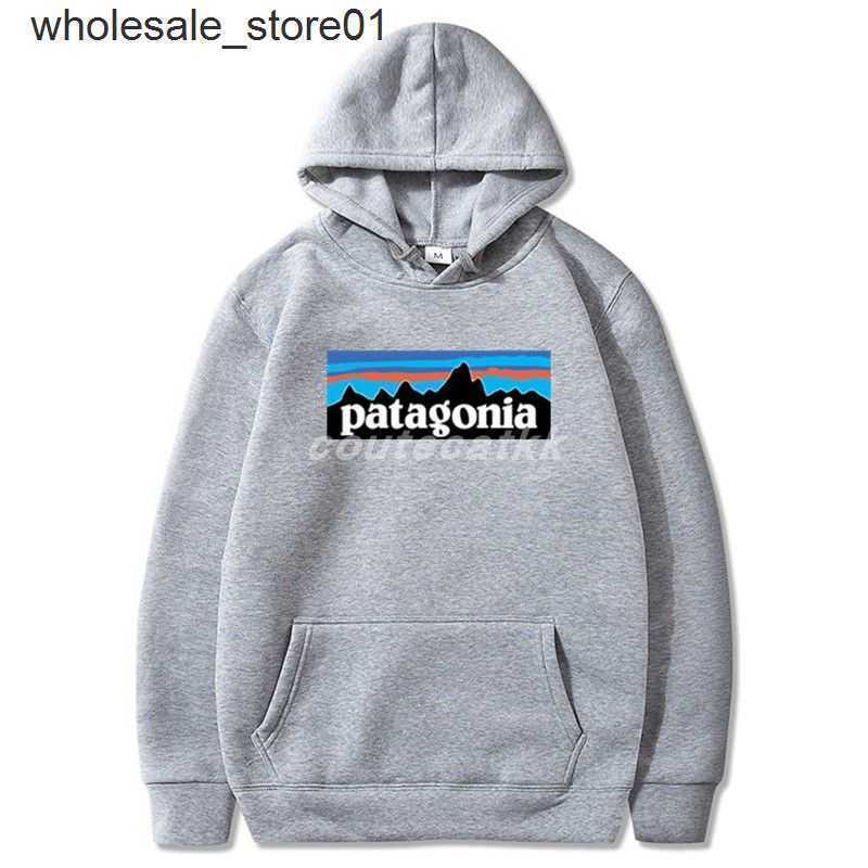 

Men's Hoodies designer Sweatshirts Patagonias Printing Plush Casual Pullover Loose Men's Women's Hoodie, O909 black hood
