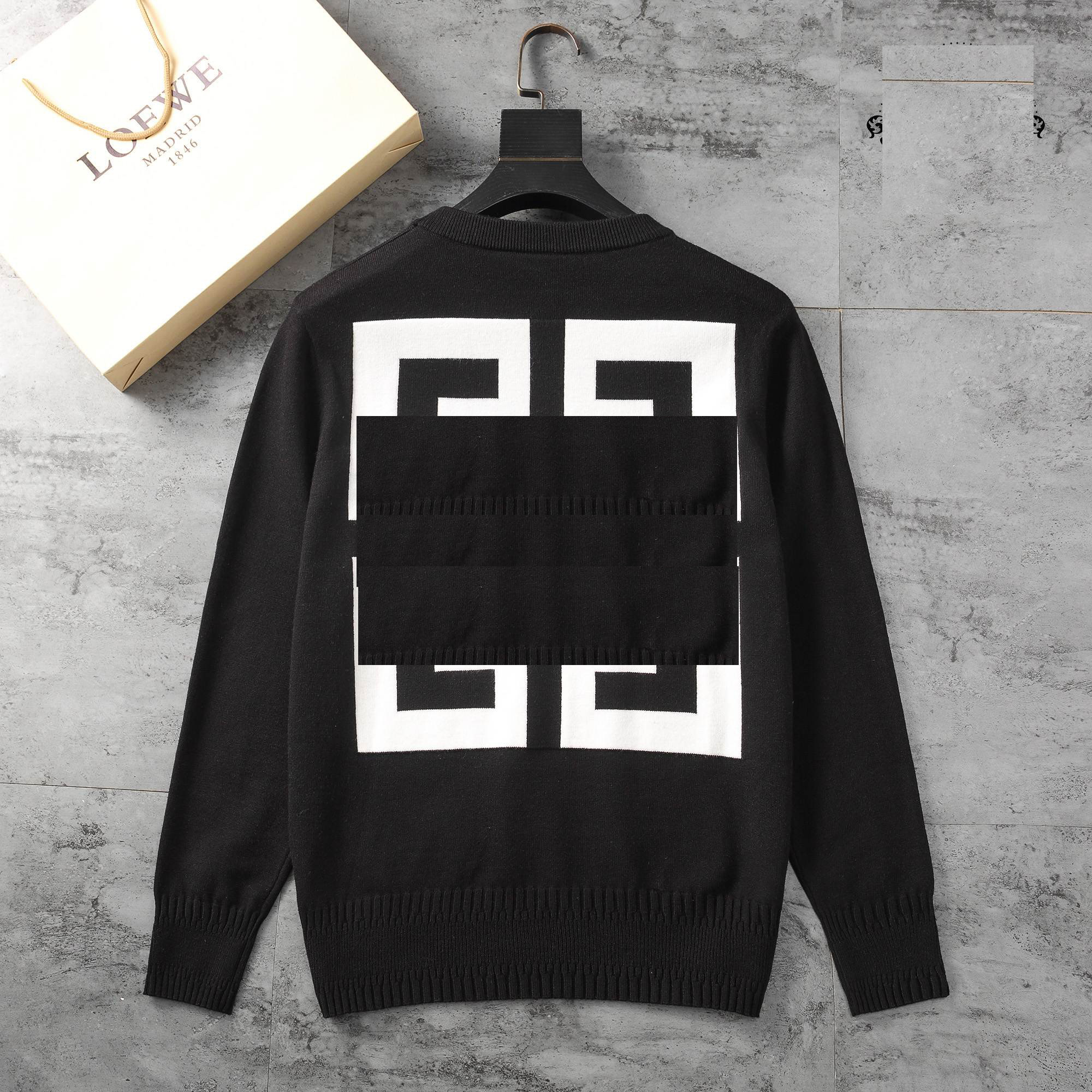 

Designer Brand Men's Sweaters 100% Cotton Long Sleeve Pullovers for Mens Womens Classic Striped Plain Sweatshirts Autumn Winter Warm Comfortable Jumpers m-3xl.M10, Black