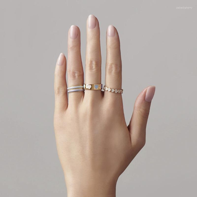 

Wedding Rings H9ED European And American Jewelry Alloy Smooth Oil Drip Love Heart Ring Peach Exquisite All-match Trend