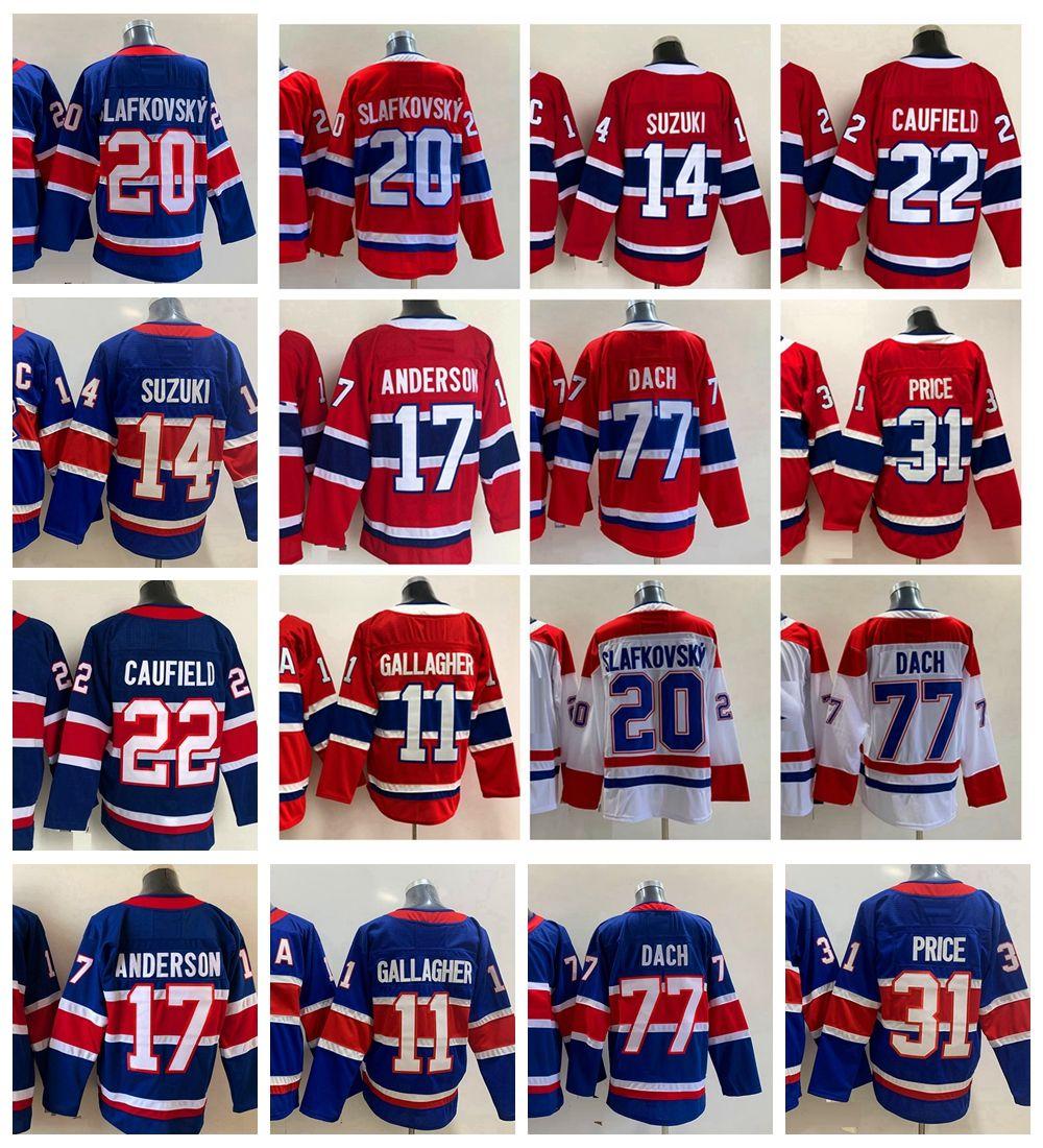 

College wear 2022 Juraj Slafkovsky 20 Hockey Jerseys 22 Cole Caufield 31 Carey Price 14 Nick Suzuki C 17 Josh Anderson 77 Kirby Dach 11 Bren, Blue 20