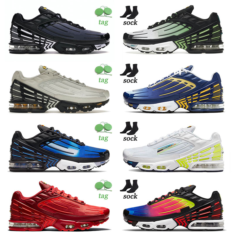 

Sports Tn Plus 3 III Running Shoes for Mens Women Ghost Obsidian Neon Crimson Red Bone Black Silver Blue Triple Black Sneakers Trainers Eur 36-46, A27 black royal 39-46