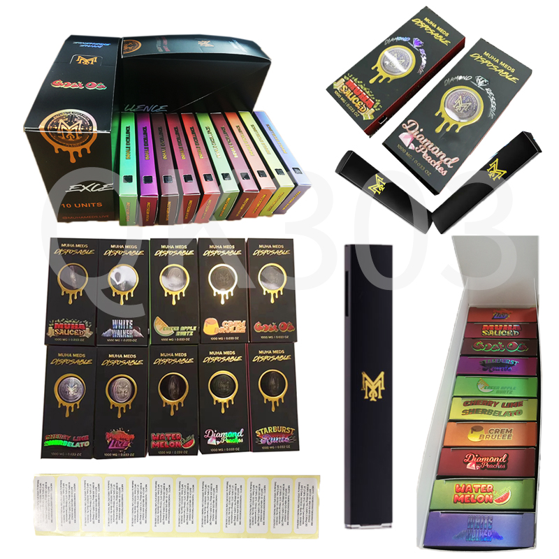 

MM Muha Med Disposable E-cigarettes Vape Pen 280mAh Battery Rechargeable 10 strains 1ML Empty Carts With Packaging STOCK IN USA