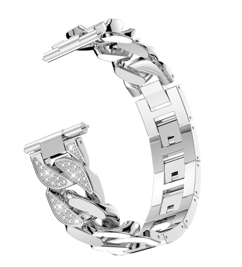 

Silver Women Watch Strap for Samsung Galaxy Watch 5/Pro/4 Diamond Bracelet 22mm 20mm WatchStrap Classic/3 Band 40mm 44mm 45mm 42mm Active 2 Cowboy Chain