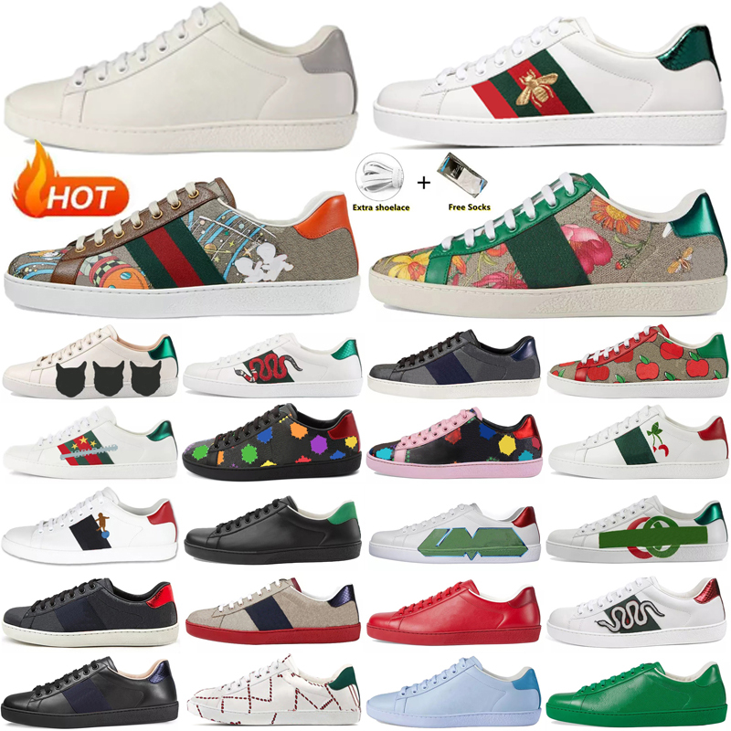 

2022 Men Women Sneaker fashion Casual Shoes Snake Chaussures Leather Sneakers Ace Bee Embroidery Stripes Shoe Walking mens Sports Trainers Tiger, Box