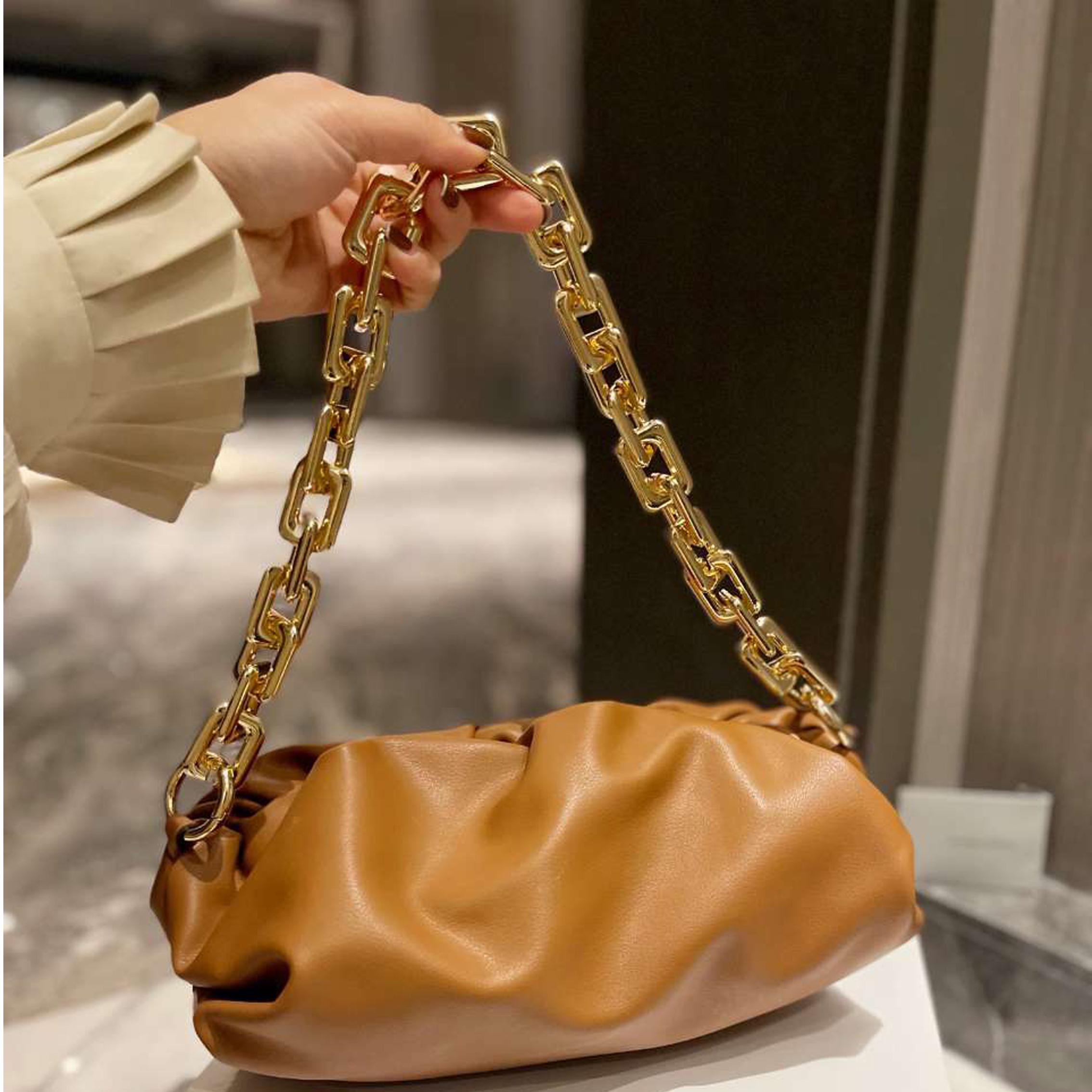 Large Chain Handbags Pleated Clouds Bags Dumplings Axillary Bag Plain Shoulder Bag Women Wallets Genuine Leather Purse High Quality With Dust Pou